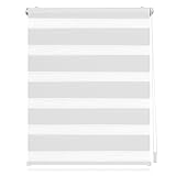 Lichtblick Doppelrollo Klemmfix ohne Bohren, Streifen, Blickdicht, Klemmträger-Montage, Sichtschutz, Wandmongtage, Deckenmontage, für Fenster und Türen Weiß,100 cm x 150 cm (B x L)