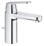GROHE Eurosmart Cosmopolitan, Waschtischarmatur, wassersparend (Wasserhahn für das Bad, Badarmatur mit Zugstangen-Ablauf, 17cm hoch, einfache Installation am Waschbecken), chrom, 23325000