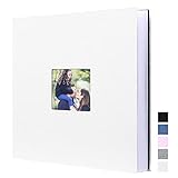 Lanpn Fotoalbum, 20,3 x 25,4 cm, 100 Taschen, 2 Packungen, Leineneinband, säurefrei, Einsteckalbum, für 100 vertikale Fotos (Beige-Weiß)