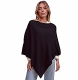 Glamexx24 Damen Strick Poncho Unifarbe Cape Feinstrick XXL Pullover Umhängetuch Eleganz Stil und Komfort für Frühling und Herbst Made in Italy