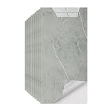 Tarwanear Fliesenaufkleber Marmorierung 60x30cm Wandfliese Aufkleber 10 Stück PVC Fliesensticker Fliesen Selbstklebende Tapete Wasserdicht Wandaufkleber für Küche,Bad,Möbel - Grey