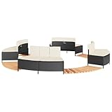 Gecheer Whirlpool Umrandung Poolumrandung Poolverkleidung Schwarz Poly-Rattan und Massivholz Akazie