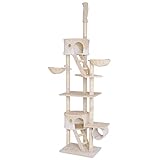 lionto Kratzbaum XXL Kletterbaum Katzenkratzbaum Katzenbaum höhenverstellbar div. Farben (beige/weiß)