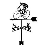 Wetterfahnen Für Garten - Metall Wetterhahn Mit Radfahrer Motiv | Richtungsanzeiger Messgerät Dekorationsstange Für Dach Garten Terrasse Hof Rasen Garage