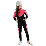 SXSHUN Mädchen Trainingsanzug Kinder Jogginganzug Sportanzug Zweiteiliges Bekleidungsset Freizeit Anzug Sportjacke&Sweathose (Rosa, 122-128)