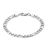CASSIECA Armband Herren Edelstahl Panzerkette für Männer Jungen 5mm, Figaro Link Armkette 21cm Hip Hop Rapper Modeschmuck Geschenk mit Schmuckkästchen