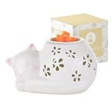 Candeldo Elektrische Duftlampe für Wachs Katzendeko: Keramik Duftlampen Elektrisch Katze Deko Lustige Geschenke für Katzenliebhaber Wachslampe Geschenk Frauen Mama Freundin