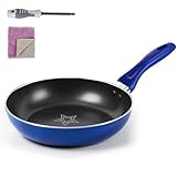 Eukue Bratpfanne 28 cm, Aluminium Induktion Bratpfanne mit Antihaftbeschichtung, Hitzebeständig, Leicht zu Reinigen, Pfannenset für alle Herdarten Inkl, Induktion, Blau