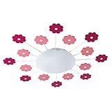 EGLO Deckenlampe Viki 1, 1 flammige Kinderzimmer Wandlampe, Deckenleuchte aus Metall in Pink und satiniertes Glas in Weiß, E27 Fassung