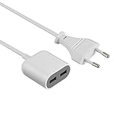 Electraline Gummy Line 500342, Erweiterung mit 2 USB-Anschlüssen, Ausgang 2,4A, 1,5 Mt, Weiß / Grau