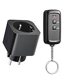 DEWENWILS Funksteckdosen mit Fernbedienung, 16 A 3680W Steckdose mit Fernbedienung, Programmierbar & Erweiterbar, Schaltbarer Funkstecker für Feiertagsdeko, 30M Reichweite, Schwarz