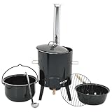 Eleganz Gulaschkanone mit Rauchabzug & Deckel - Emaillierter Stahl für langlebige Küchengeräte - Ideal für Outdoor-Kochen und Großveranstaltungen