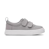TOMS Tiny Unisex Fenix Double Strap Sneaker, Drizzle Grey Canvas, 4 UK