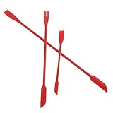 GALPADA 3 Stück Silikon Spachtel Doppelendig Flexibel Bpa frei Backhelfer Ergonomisch Geformt Für Cremes Butter Marmelade Schmaler Teigschaber Küchenwerkzeug Rot