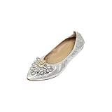 Absatzschuhe Größe 42, ethnische Freizeitschuhe, Sommermode, hohl, atmungsaktiv, flacher Absatz, weiche Sohle, Freizeitschuhe, silber, 40 EU