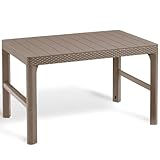 Allibert by Keter Gartentisch Lyon, cappuccino, höhenverstellbar, vom Lounge- zum Esstisch, Kunststoff, 116 x 71,5 x 66,5 cm, wetterfest