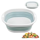 flintronic Faltbare Waschbecken, 2 L Mehrzweck Tragbares Waschschüssel, Platzsparende Kunststoff-Waschwanne für Camping und Küche (Blau)