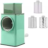 Huudngeje Handgemüseschneider Verbesserte Käsereibe Schredder Küchenutensilien mit 3 Austauschbaren Klingen