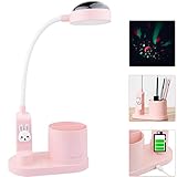 Hacevida Schreibtischlampe Kinder Nachttischlampe mit Stifthalter, Tischlampe mit automatischem Farbwechsel, dimmbare wiederaufladbare LED-Leselampe für Kinder (Rosa)