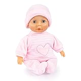 My First Baby Bayer Design 92802AT 28cm, Babypuppe, Weichkörperpuppe mit Schlafaugen, sehr handlich, niedliches Outfit, rosa mit Herz