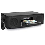 Micro Audio System Kompaktanlage, DVD-CD-Player mit 60 Watt Lautsprechersystem, FM-Radio, Bluetooth, Aux-In, USB-Wiedergabe, Freie Region DVD-Player Retro-HiFi-Musiksystem (Retro Holzmaserung)