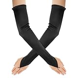 Teaaha 1 Paar Lange Handschuhe, Armstulpen Damen Schwarz Ellbogenlange Opernhandschuhe Halbhandschuhe 20er Jahre Handschuhe Damen Satin Handschuhe für Tanzpartys Hochzeit Party Cosplay-Kostüm