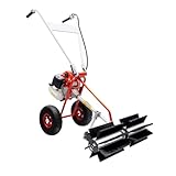 Begoniape Kehrmaschine Benzin, 1.7PS 43cc Manuell Kehrmaschine Motorbesen, Einstellbare Geschwindigkeit Handkehrmaschine mit Räder, Schneeschieber Sweeper für Kunstrasenplätzen Straßenreinigung