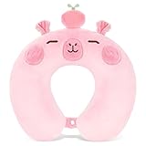 Zepphi Nackenkissen Kinder, Memory Foam Reisekissen, Nackenhörnchen Cartoon U-förmiges, Travel Pillow für Kinder, Jungen, Mädchen, Teenager, Stützkissen für Auto Zug Büro Heim Flugzeug