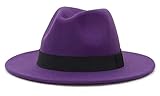 Cloud Kids Unisex Rollbarer Hut mit Breiter Krempe Wollfilzhut Fedora Trilby Hut Wintermütze Panamahut Lila Hutumfang 56-58cm