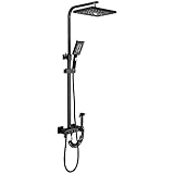 Schwarzes Dusch-Kombi-Set Thermostat-Badezimmer-Duscharmatur-Set mit Regenduschkopf, Handbrause, Badewannenarmatur, Bidet-Spray