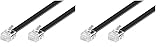 goobay 50323 Modularanschlusskabel 10 Meter, Schwarz - RJ12-Stecker (6P6C) auf RJ12-Stecker (6P6C) (Packung mit 2)