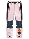 Holure Kinder Softshellhose mit Fleecefütterung | Wasserabweisend Winddicht Warm | Schneehose Skihose Wanderhose Trekkinghose | Jungen Mädchen Funktionshose mit Reißverschlusstaschen.Rosa 02 12-13Y