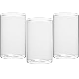 Ezydka 15 cm Hohe Glasvasen für Tischdeko 3 Stück Glas Vasen Deko, Glass Vase Round Glasvase Zylinder Windlichtgläser für Kerzen, Blumen, Kieselsteine, Muscheln, Perlen Hochzeit Tischdeko