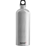SIGG - Alu Trinkflasche - Traveller Alu - Klimaneutral Zertifiziert - Für Kohlensäurehaltige Getränke Geeignet - Auslaufsicher - Federleicht - BPA-frei - Outdoor - Grau - 1L