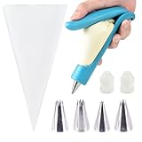 TAKUZA Dekorationsstift Set, Garnierspritze Kuchen, mit 10 Stück Spritzbeutel Einweg und 4 Teiliges Edelstahl Spritztüllen, 2 Kupplungen Sahnespritze Set für Keksen und Torten Kuchen Deko(Rosa)