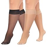 MANZI 10 Paare Kniestrümpfe Damen Große Größen Transparent Nylonstrümpfe Feinkniestrümpfe 15 Denier 5 Paar Schwarz 5 Paar Natur,36-42