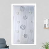 Homemaison - Kleiner Vorhang aus Etamin, Bestickt, rund, 5 Welten – Polyester – Saum mit Stangendurchzug – für Fenster Wohnzimmer Schlafzimmer – 90 x 210 cm – Weiß