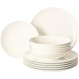 Seltmann Weiden Savona Fine Diamond Tafelservice 12-teilig | Speise- und Suppenteller für 6 Personen | Porzellan | Creme