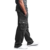 RONGbbppQ Cargohose für Herren, Jogginghose, Sportbekleidung, Trainingshose, Stretch, Laufen, Walking, Herren-Yoga-Sweathose, lässig, Laufen, athletische Hose mit Taschen, Schwarz #1, XL