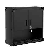 Hängeschrank Aus Metall, Werkzeugschrank Wandmontage Mit Verstellbarem Regal Und Zwei Abschließbaren Türen, Stahlschrank Für Garage Werkstatt Aufbewahrung Organisation 80T x 30B x 77H cm Schwarz