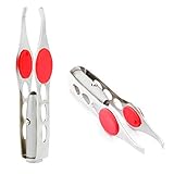 LHKJ 2 Stück Trimmer Pinzette Augenbrauen Clip, Make-upwerkzeuge Pinzette mit LED-Licht für Augenbrauen, Bart, Splitter und sämtliche Arten von Haaren
