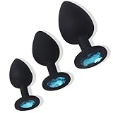ZYQMEL Analplug 3 Stücke Set Buttplug Hautfreundlichem Silikon Großes, Mittleres und Kleines Anal Plug Sexspielzeug geeignet für Anfänger, Frauen, Männer Paare (Blau)
