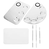 AUTSUPPL 3 Sätze Nagelpalette Taschenkosmetikpaletten Farbpaletten für Nägel Ölfarbenwanne Nagellack kosmetikpinsel makeup pinsel Farbmischplatte Salon Paletten Rostfreier Stahl Silver