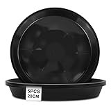 vsshe 5 Stück Blumentopf Untersetzer, Untersetzer für Blumentöpfe, Blumentopfmatte, Kunststoff Blumenuntersetzer Rund aus Ø 20 cm, Blumentopfuntersetzer für Innen- und Außenpflanzen, Schwarz