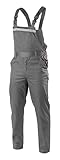 Högert Technik – Arbeitsschutz Latzhose FABIAN, Dunkelgrau Hosen für Herren mit Elastischen Trägern, 3 Taschen, reflektierenden Elementen, Größe 3XL