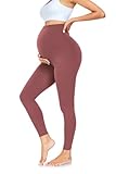 FuelMeFoot Damen Umstandsleggings High Waist Schwangerschaftsleggings Umstandshose Blickdicht Stretch Elastisch Weich Lang Yoga. Rosa XL