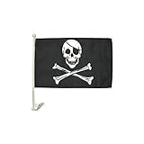 AZ FLAG - Autofahne Pirat Totenkopf - 45x30 cm - Piraten Totenkopf Autoflagge 30 x 45 Cm - Auto Flaggen