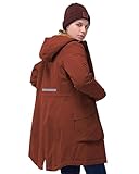 33,000ft Damen Wintermantel Lange Warme Winterjacke Wasserdichte Winddichte Parka Regenjacke Verdickene Funktionsjacke Mit Kapuze Übergangsjacke Outdoorjacke, Kirschrot L