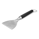 Weber Grillplatten-Schaber, aus Edelstahl, entfernt Fett & Schnutz effektiv, ideal zur Reinigung von Grillplatten / Planchas, rutschfester Komfortgriff, spühlmaschinenfest - Silber (6207)