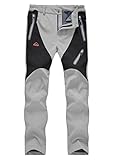 donhobo Damen Wanderhose Wasserdicht Softshellhose Outdoorhose Winddicht Warm Gefüttert Winter Skihose Snowboardhose Trekkinghose Funktionshose Hellgrau L